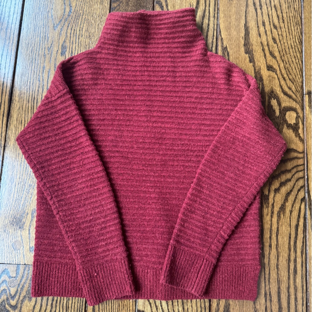 Madewell Ribbed Maroon Turtleneck Sweater